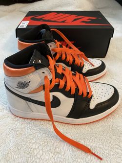 Mens Air Jordan 1 White/Black/ElectroOrange
