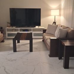 🛋️ Brown Fabric & Wood Sofa Set – $150 