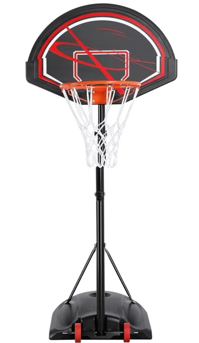 Yaheetech 32" Portable Basketball Hoop Goal System 7-9ft Height Adjustable Polyethylene Backboard for Indoor/Outside w/Sturdy Rim & Wheels

