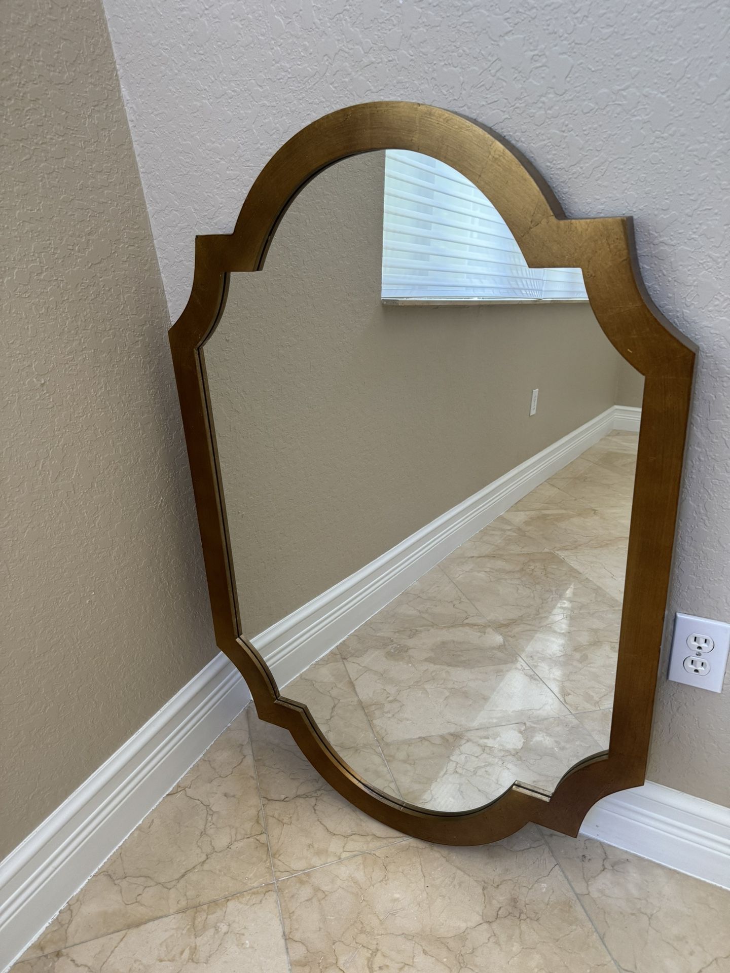 Scallop Design Gold Finish Mirror 