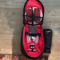 Black Backpack Contains everything You Would Need For A Picnic Lunch