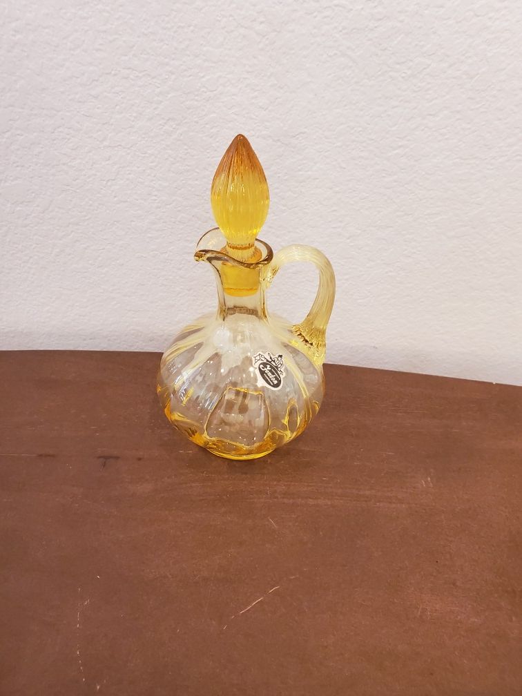 Vintage Fenton Yellow Glass Cruet