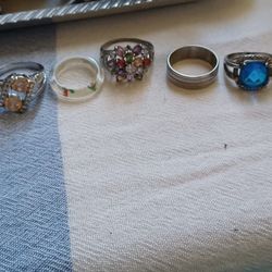 Silver Rings With Glass Stones.10$ Each