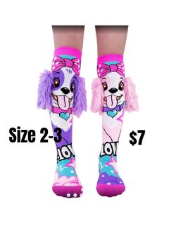 Kids Novelty Dog Knee-High Socks Size 2-3 and 4-7❤️❤️❤️