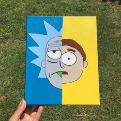 Rick And Morty Painting Rick Sanchez Morty Smith Figure Wall Art Acrylic Canvas Artwork Handmade Hand Painted Rick Morty Collectibles
