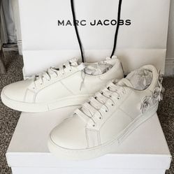 Marc Jacobs Women's Sneakers Daisy Slip On White Leather Embellished Size 41/11