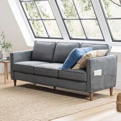 Modern Grey Sofa (78”) – Like New Condition