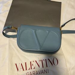 Valentino Garavani Designer  Blue V Logo Crossbody Purse 