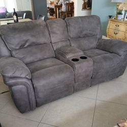 Grey Two Seater Electric Recliner