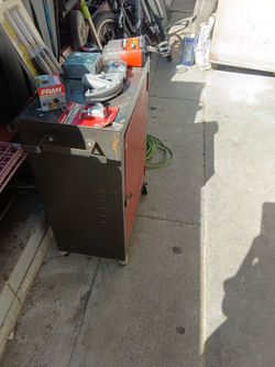 Rolling Metal Tool Cabinet on Wheels with tools