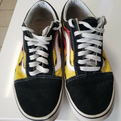 Vans , Size 7 Women, Bkack/yellow/orange