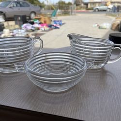 Three piece of anchor Hawkins sugar and creamer