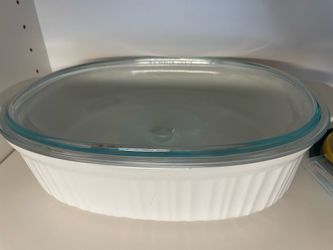 CorningWare French White F-14-B 4L Oval Casserole Roaster with handles and Pyrex Glass Lid