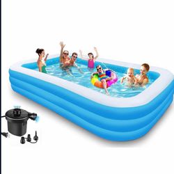 Inflatable Swimming Pools for Kids and Adults- 120"x72"x22" Above Ground Pool with Air Pump