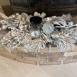 ❄️ Elegant Winter / Christmas Mantel Centerpiece – Frosted Garland ❄️