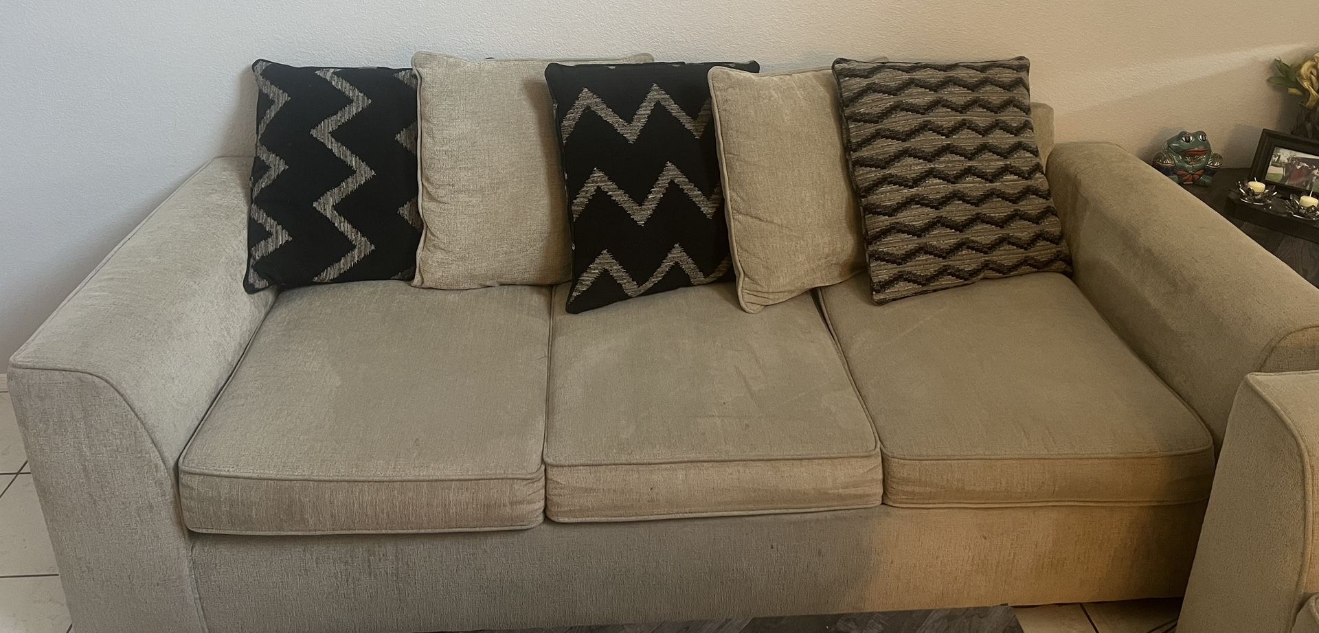 Beige Sofa and Loveseat Set