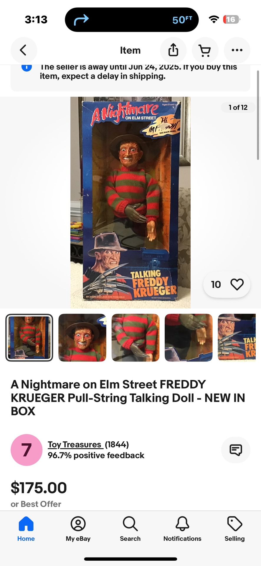Vintage (Freddy Krueger) 1989 1of1 Mint Condition Box NEVER Opened (RARE String Talking 12” Action Figure