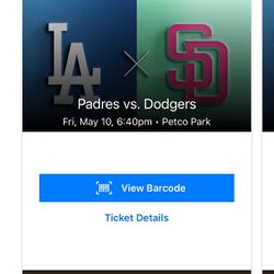 2 Padres Dodgers May 10th Friday Tickets $70 Each