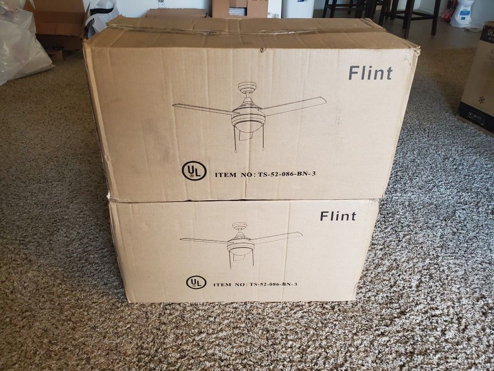 Flint YSC52 52" Brushed Nickel Indoor Ceiling Fan with Light for Sale