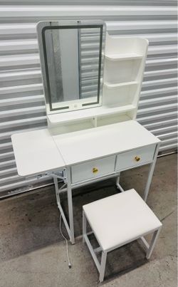 Small Vanity Table with 3 Color Lighted Mirror - New - has minor wear - Never Used - $65  Price is Firm