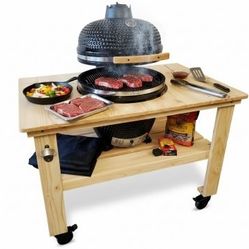 XL Size 26" Ceramic Egg Kamado BBQ Grill Smoker w/ Pizza Oven Kit + Cover