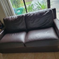 Brown Leather Sleeper Sofa