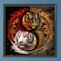 Tiger Ying Yang 5D Diamond Painting