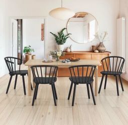 Black Solid Wood Talia Dining Chair Windsor Back Farmhouse Spindle Dining Chair Side Chair Set of 4