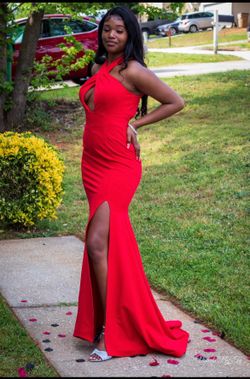 Red Cross neck mermaid dress