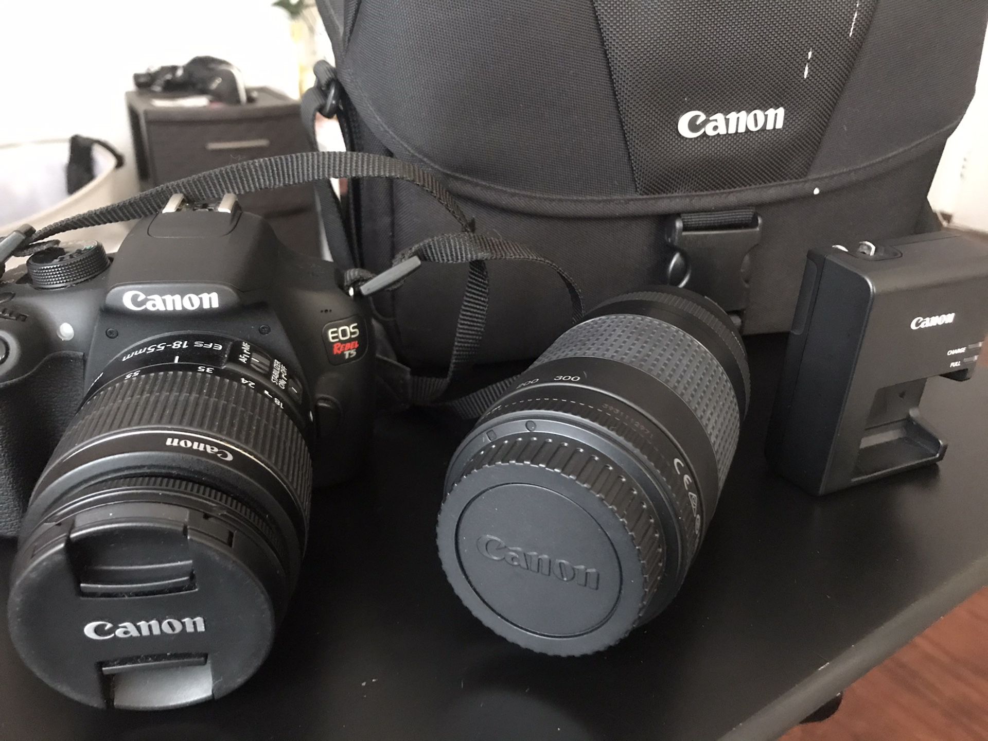Canon EOS Rebel T5 DSLR Camera w/ 18-55mm and 75-300mm Lenses