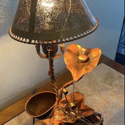 Copper Waterfall Fountain Tabletop Lamp