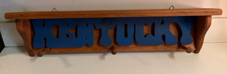Handmade Rustic Wooden Wall Shelf 4D Blue KENTUCKY