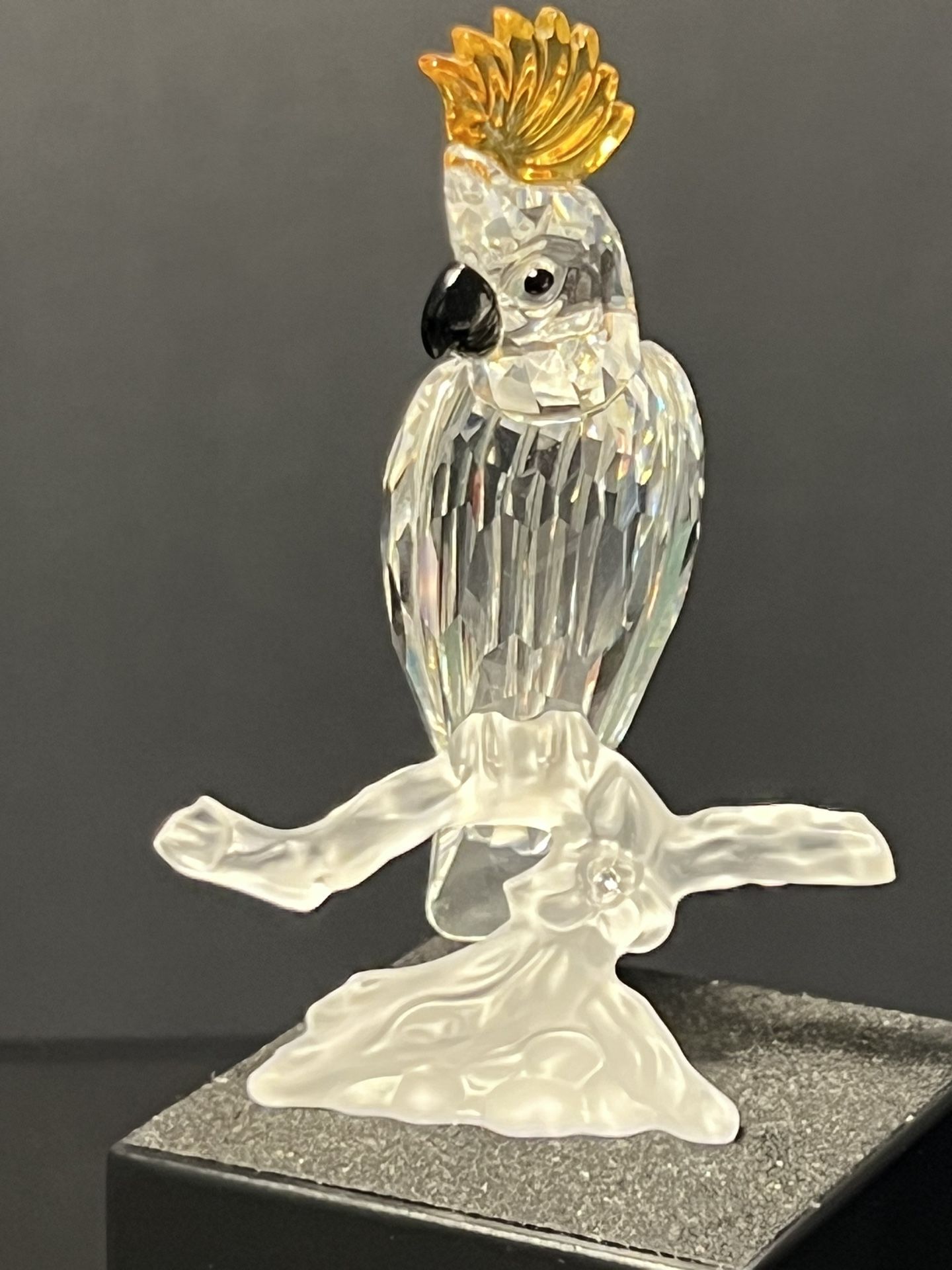 Swarovski 2000s Cockatoo Yellow Crest On Frosted Branch, 261635, 3.75”