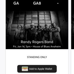 2 Randy Rogers General Admission Tickets 