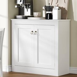 Buffet Cabinet with Storage - Kitchen Storage Cabinet Wood Console Table Coffee Bar Accent Cabinets for Living Room Dining Room Entryway Wh