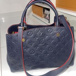 Louis Vuitton Navy Blue Leather Montaigne MM Handbag Louis Vuitton