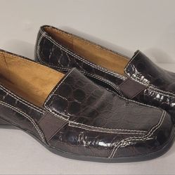 Natural Soul By Naturalizer Sz 7.5 Dark Brown Faux Leather Slip On Comfort Shoe