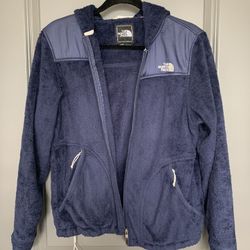 The North Face navy blue faux fur hooded jacket size Medium