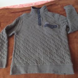 Patagonia Sweater Mens  Gray Quilt Snap T Pullover Organic Cotton M