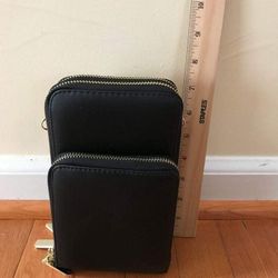 Black Crossbody Phone Purse With Straps NEW