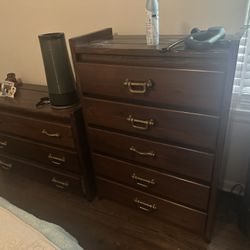 Solid Wood Rustic Look Chest And Dresser. 