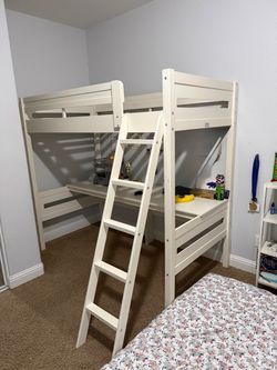 Loft bed with inbuilt desk plus twin mattress