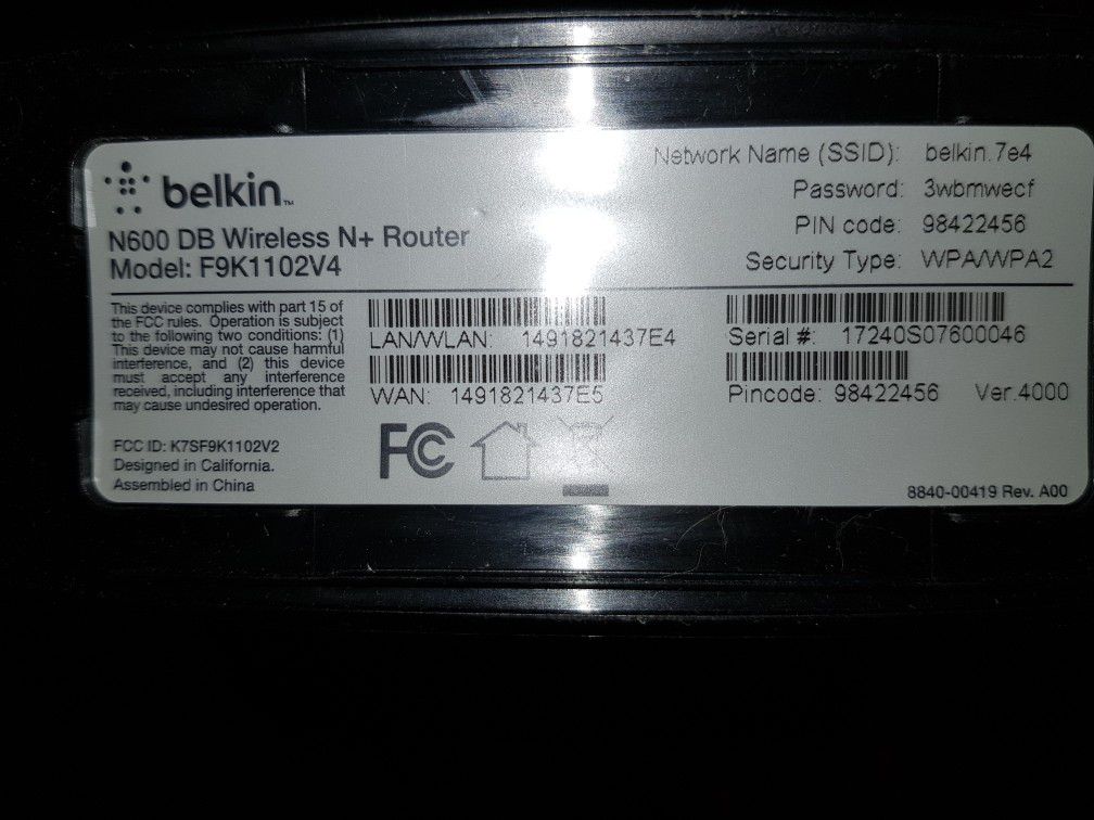 Belkin N600 Wireless N+ Router