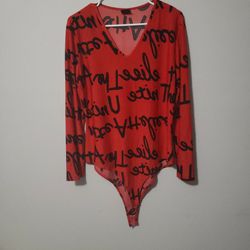 Women's XL /2XL Red And Black Printed Bodysuit