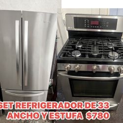 SET REFRIGERADOR  33 DE ANCHO Y ESTUFA EN BUENAS CON DICIONES CON 30 DÍAS DE GARANTÍAS 