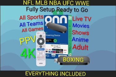 Onn Streaming Device with All Sports Movies Shows Live TV PPV Anime Adult Already setup and Ready for your TV