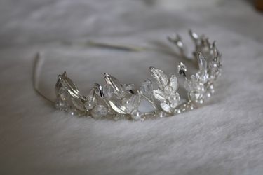 Silver Leaf/Pearl Headband Tiara