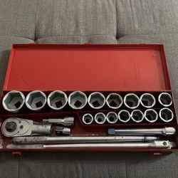 Snap On Tool 3/4 Rachet LV 72 with Handle + Offbrand 16 Piece Socket Set 2” - 7/8” SAE