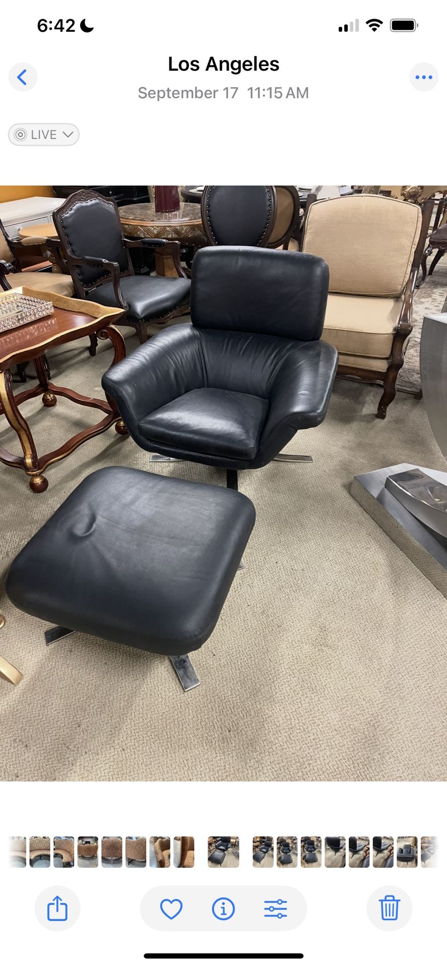 Modern All Genuine Italian Leather Chair And Ottoman