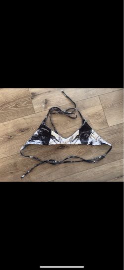 Jolyn Black and White Marble Print Bikini Top